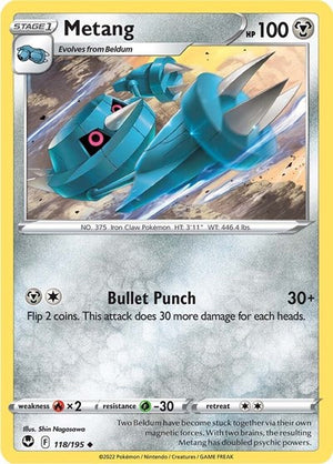 Pokemon TCG - SWSH12: Silver Tempest - Metang - 118/195 - Reverse Holofoil