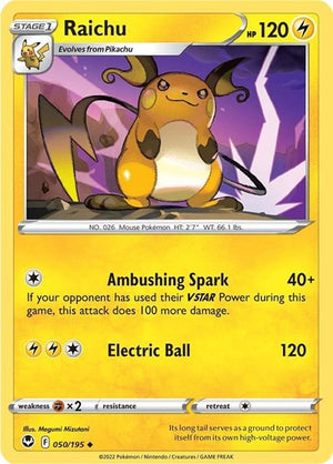 Pokemon TCG - SWSH12: Silver Tempest - Raichu - 050/195