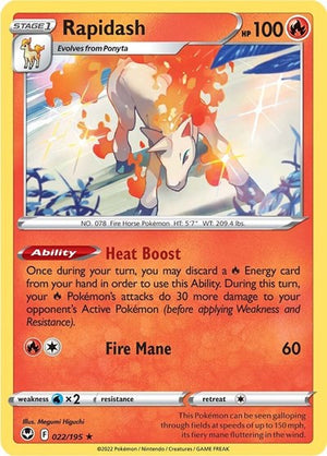 Pokemon TCG - SWSH12: Silver Tempest - Rapidash - 022/195 - Reverse Holofoil