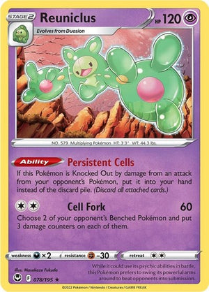 Pokemon TCG - SWSH12: Silver Tempest - Reuniclus - 078/195 - Holofoil