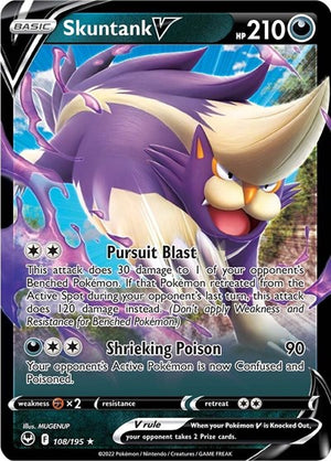 Pokemon TCG - SWSH12: Silver Tempest - Skuntank V - 108/195 - Holofoil