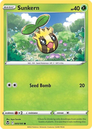 Pokemon TCG - SWSH12: Silver Tempest - Sunkern - 005/195 - Reverse Holofoil