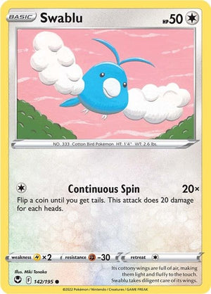 Pokemon TCG - SWSH12: Silver Tempest - Swablu - 142/195 - Reverse Holofoil