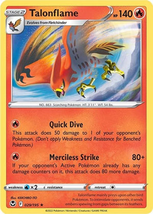 Pokemon TCG - SWSH12: Silver Tempest - Talonflame - 029/195 - Reverse Holofoil