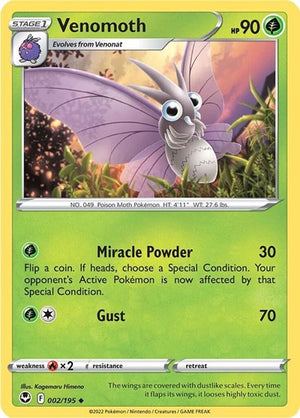 Pokemon TCG - SWSH12: Silver Tempest - Venomoth - 002/195
