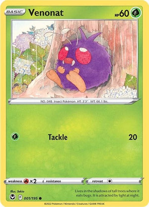 Pokemon TCG - SWSH12: Silver Tempest - Venonat - 001/195