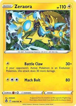 Pokemon TCG - SWSH12: Silver Tempest - Zeraora - 056/195