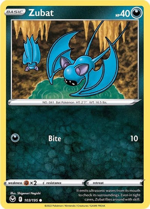 Pokemon TCG - SWSH12: Silver Tempest - Zubat - 103/195