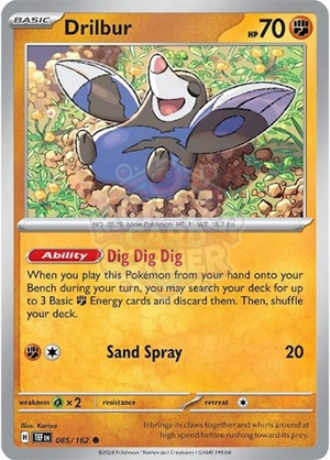 Pokemon TCG - SV05: Temporal Forces - Drilbur - 085/162 - Reverse Holofoil