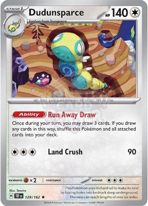 Pokemon TCG - SV05: Temporal Forces - Dudunsparce - 129/162 - Reverse Holofoil