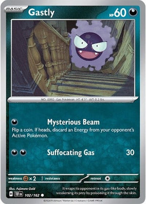 Pokemon TCG - SV05: Temporal Forces - Gastly - 102/162 - Reverse Holofoil