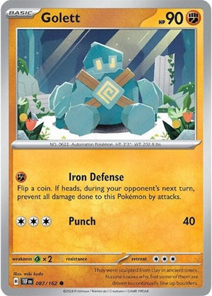Pokemon TCG - SV05: Temporal Forces - Golett - 087/162 - Reverse Holofoil