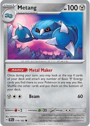Pokemon TCG - SV05: Temporal Forces - Metang - 114/162 - Reverse Holofoil