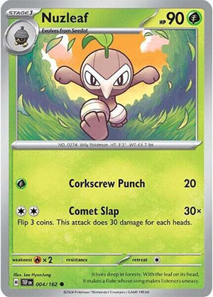 Pokemon TCG - SV05: Temporal Forces - Nuzleaf - 004/162 - Reverse Holofoil
