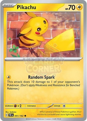 Pokemon TCG - SV05: Temporal Forces - Pikachu - 051/162 - Reverse Holofoil