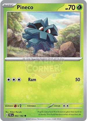 Pokemon TCG - SV05: Temporal Forces - Pineco - 002/162 - Reverse Holofoil