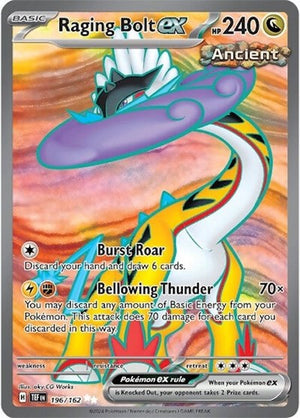 Pokemon TCG - SV05: Temporal Forces - Raging Bolt ex - 196/162 - Holofoil