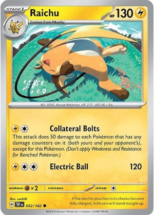 Pokemon TCG - SV05: Temporal Forces - Raichu - 052/162