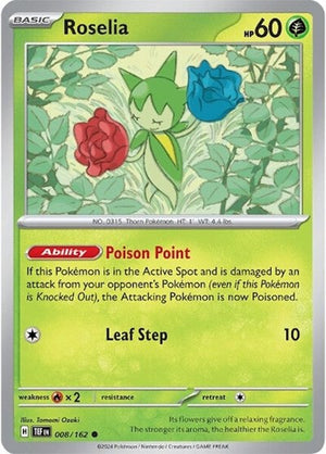 Pokemon TCG - SV05: Temporal Forces - Roselia - 008/162 - Reverse Holofoil