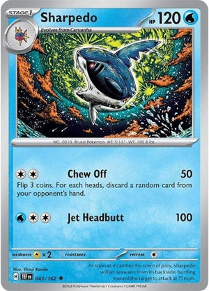 Pokemon TCG - SV05: Temporal Forces - Sharpedo - 043/162 - Reverse Holofoil