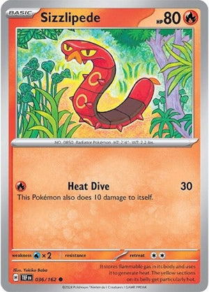 Pokemon TCG - SV05: Temporal Forces - Sizzlipede - 036/162 - Reverse Holofoil