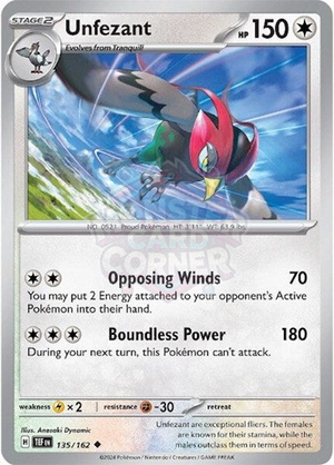 Pokemon TCG - SV05: Temporal Forces - Unfezant - 135/162 - Reverse Holofoil