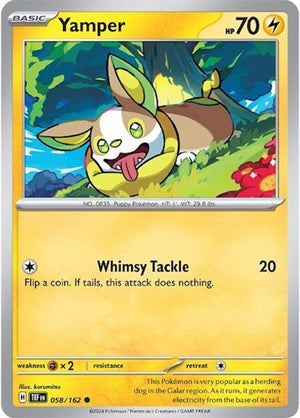 Pokemon TCG - SV05: Temporal Forces - Yamper - 058/162 - Reverse Holofoil