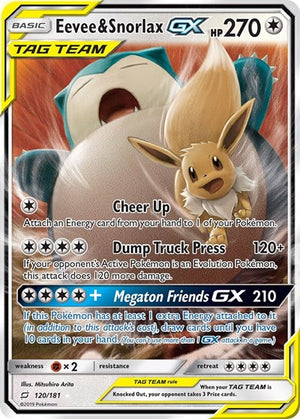 Pokemon TCG - SM - Team Up - Eevee & Snorlax GX - 120/181 - Holofoil
