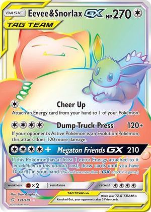 Pokemon TCG - SM - Team Up - Eevee & Snorlax GX - 191/181 - Holofoil