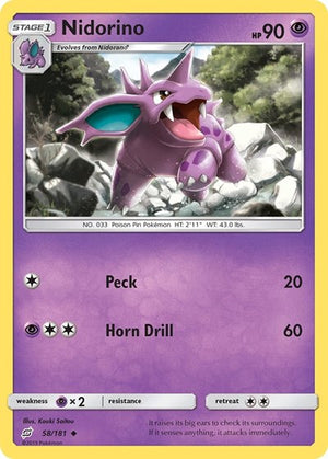 Pokemon TCG - SM - Team Up - Nidorino - 58/181 - Reverse Holofoil
