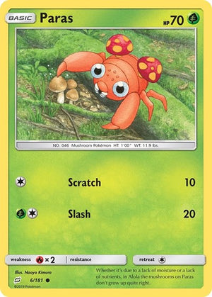 Pokemon TCG - SM - Team Up - Paras - 6/181 - Reverse Holofoil