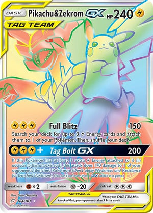 Pokemon TCG - SM - Team Up - Pikachu & Zekrom GX - 184/181 - Holofoil