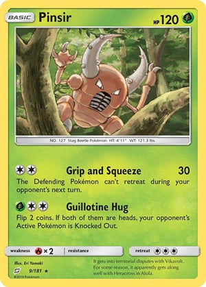 Pokemon TCG - SM - Team Up - Pinsir - 9/181 - Reverse Holofoil
