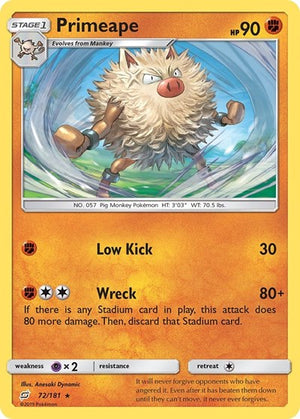 Pokemon TCG - SM - Team Up - Primeape - 72/181