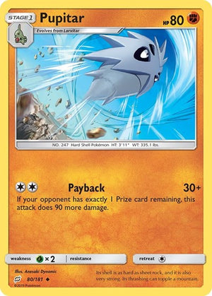 Pokemon TCG - SM - Team Up - Pupitar - 80/181 - Reverse Holofoil