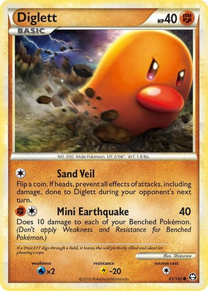 Pokemon TCG - Triumphant - Diglett - 61/102 - Reverse Holofoil