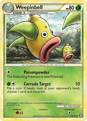 Pokemon TCG - Triumphant - Weepinbell - 53/102 - Reverse Holofoil