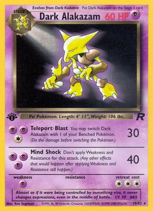 Pokemon TCG - Team Rocket - Dark Alakazam - 18/82 - 1st Edition