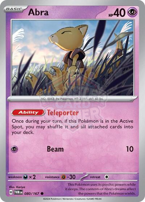 Pokemon TCG - SV06: Twilight Masquerade - Abra - 080/167 - Reverse Holofoil