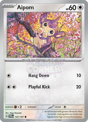 Pokemon TCG - SV06: Twilight Masquerade - Aipom - 137/167 - Reverse Holofoil