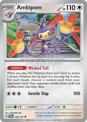 Pokemon TCG - SV06: Twilight Masquerade - Ambipom - 138/167 - Reverse Holofoil