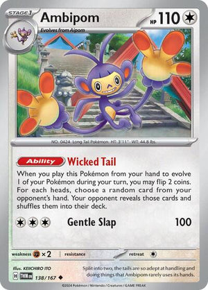 Pokemon TCG - SV06: Twilight Masquerade - Ambipom - 138/167