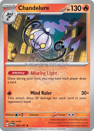 Pokemon TCG - SV06: Twilight Masquerade - Chandelure - 038/167 - Reverse Holofoil