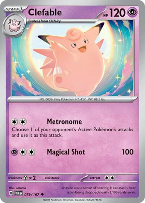 Pokemon TCG - SV06: Twilight Masquerade - Clefable - 079/167 - Reverse Holofoil