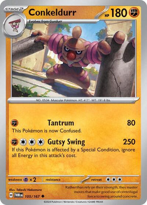 Pokemon TCG - SV06: Twilight Masquerade - Conkeldurr - 105/167 - Reverse Holofoil