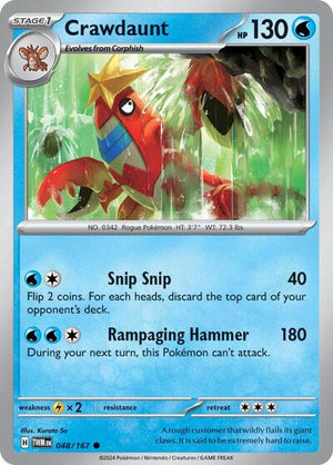 Pokemon TCG - SV06: Twilight Masquerade - Crawdaunt - 048/167 - Reverse Holofoil
