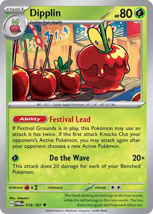 Pokemon TCG - SV06: Twilight Masquerade - Dipplin - 018/167 - Reverse Holofoil