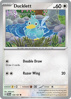 Pokemon TCG - SV06: Twilight Masquerade - Ducklett - 139/167 - Reverse Holofoil