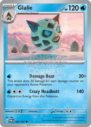 Pokemon TCG - SV06: Twilight Masquerade - Glalie - 052/167 - Reverse Holofoil