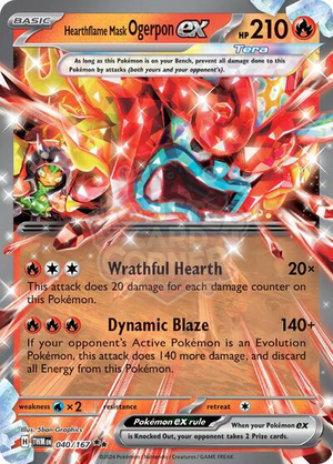 Pokemon TCG - SV06: Twilight Masquerade - Hearthflame Mask Ogerpon ex - 040/167 - Holofoil